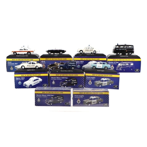 230 - A collection of nine Atlas Editions 1/43 scale Best of British Police Cars including Morris Minor 10... 