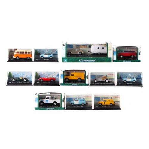 232 - A collection of Cararama 1/43 scale vehicles including Land Rover Series 3 109, Mini Cooper, MGB Roa... 