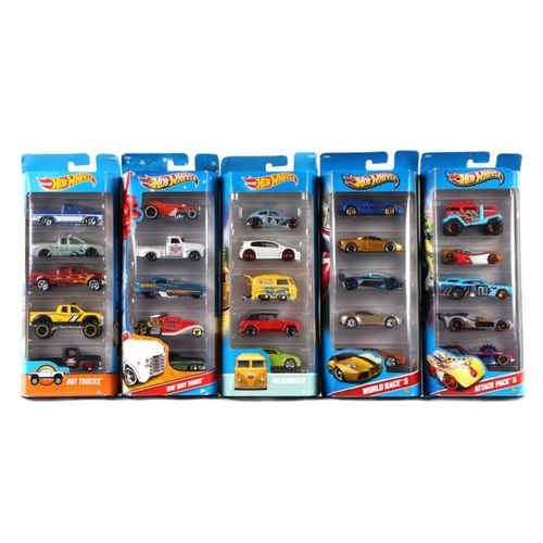 233 - Eight Hot Wheels Five Pack including Volkswagen, Attack Pack Five, Hot Trucks Hot Rods, Hot Wheels M... 