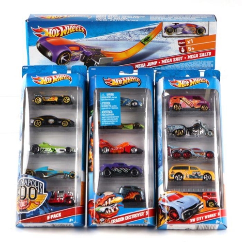 233 - Eight Hot Wheels Five Pack including Volkswagen, Attack Pack Five, Hot Trucks Hot Rods, Hot Wheels M... 