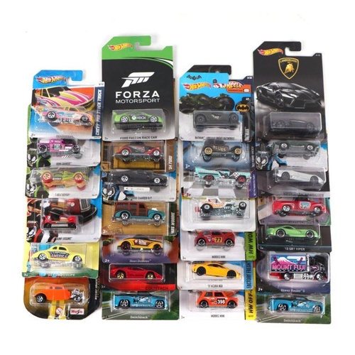 241 - Assorted Hot Wheel and other blister packs including Morris Mini, 70 Dodge-Charger R/T, Lamborghini ... 