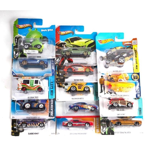 246 - Assorted Hot Wheels blister packs including Surf N Turf 2013 SRT Viper, 67 Custom Mustang, and other... 