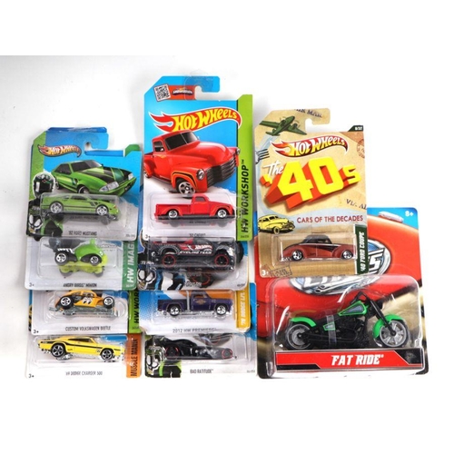 246 - Assorted Hot Wheels blister packs including Surf N Turf 2013 SRT Viper, 67 Custom Mustang, and other... 