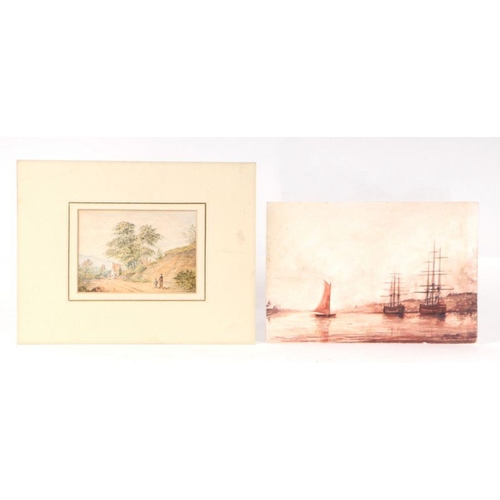 313 - 19th century English school - a small folio containing watercolours and drawings depicting landscape... 