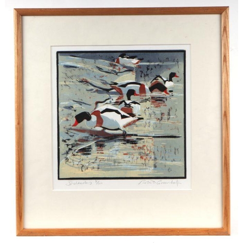 319 - After Robert Greenhalf - Lapwings - limited edition woodcut print numbered 38/100, signed and number... 