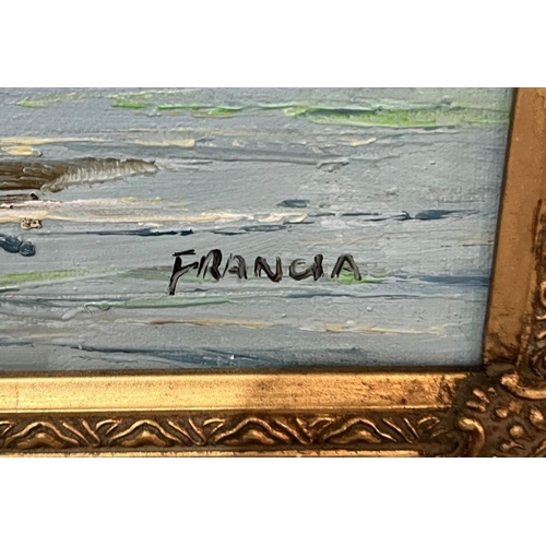 341 - Francia (20th century continental school) - Seascape with Figures on the Shoreline - signed lower ri... 