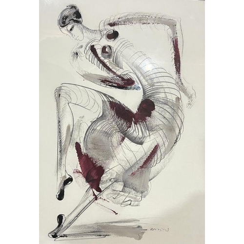 372 - Aleksandra Ristic (20th century school) - Study of a Dancer - pencil & watercolour, framed &... 