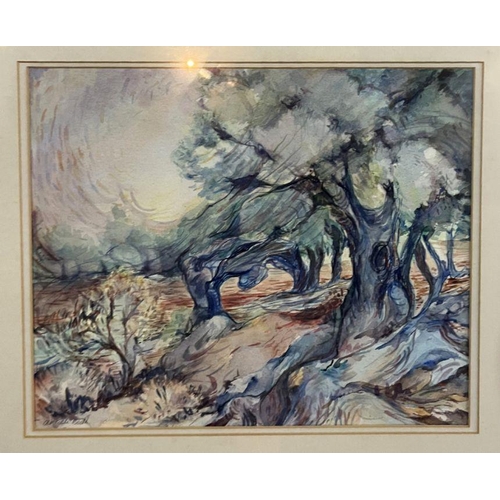 395 - Araceli Booth - Landscape Scene with Trees - signed lower left, watercolour, framed & glazed, 37... 