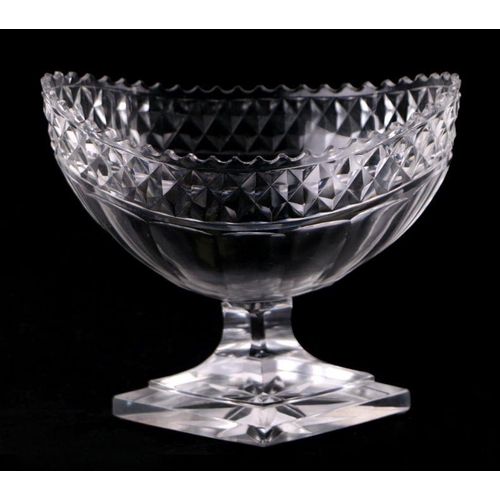 428 - A pair of 19th century cut glass pedestal bowls of navette form, 20cms wide; together with five earl... 