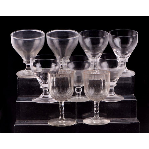 431 - A quantity of Georgian, Victorian and later glassware to include wine glasses, rummers and decanters... 