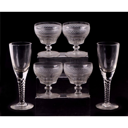 431 - A quantity of Georgian, Victorian and later glassware to include wine glasses, rummers and decanters... 