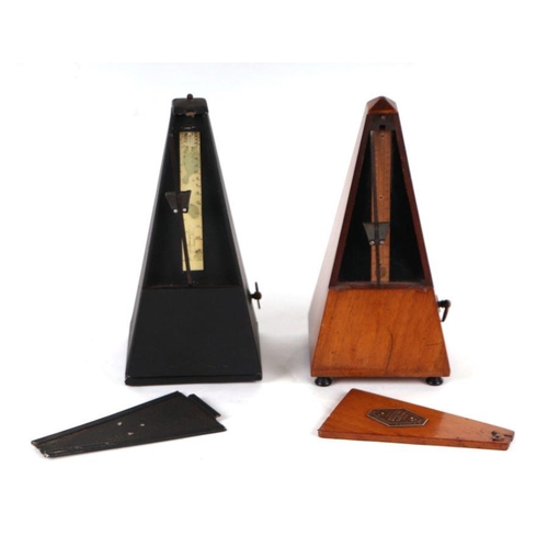 466 - A Maelzel Paquet (1815-1846) metronome in a walnut case, 22cms high; together with a Mayfair metrono... 