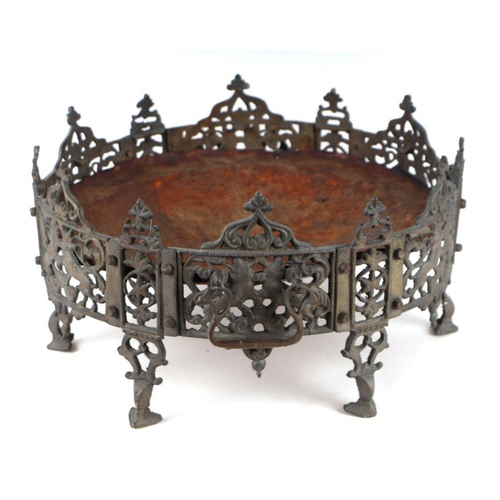 496 - A pierced bronze / brass two-handled brazier, 42cms diameter.