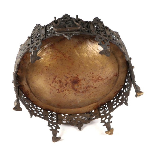 496 - A pierced bronze / brass two-handled brazier, 42cms diameter.