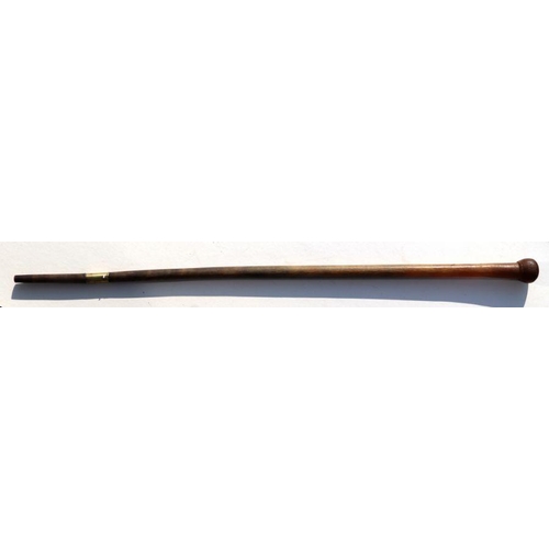 507 - A late 19th / early 20th century rhino horn walking cane. 86cm long. 367g