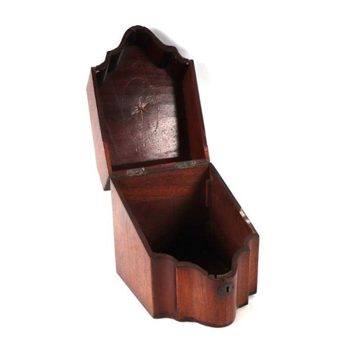 513 - A George III figured mahogany knife box (lacking interior), 23cms wide.