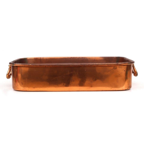 518 - A large 19th century rectangular two-handled copper roasting tray, stamped 'W.S Adams & Son, Ironmon... 