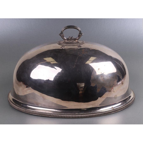 548 - A silver plated meat dome; together with entree dish and cover, a silver plated centrepiece with car... 