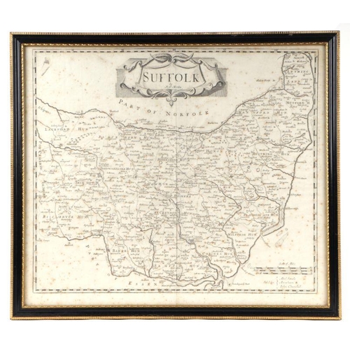 64 - Morden (Robert) - Map of Suffolk - framed & glazed, 44 by 38; together with another Morden map o... 