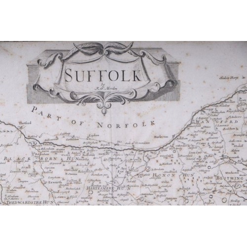 64 - Morden (Robert) - Map of Suffolk - framed & glazed, 44 by 38; together with another Morden map o... 