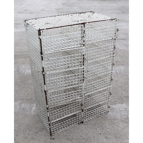 993 - A vintage wirework twelve-division postal pigeon hole / shoe rack, 65cms wide.