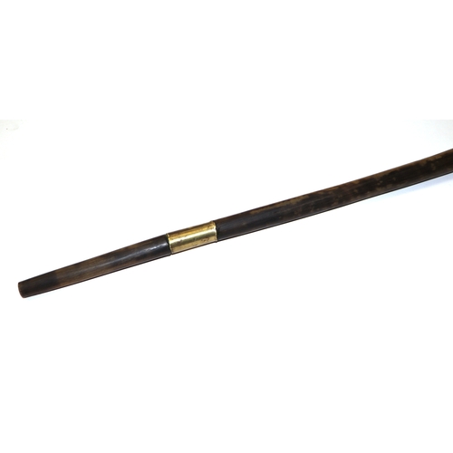 507 - A late 19th / early 20th century rhino horn walking cane. 86cm long. 367g