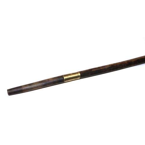 507 - A late 19th / early 20th century rhino horn walking cane. 86cm long. 367g