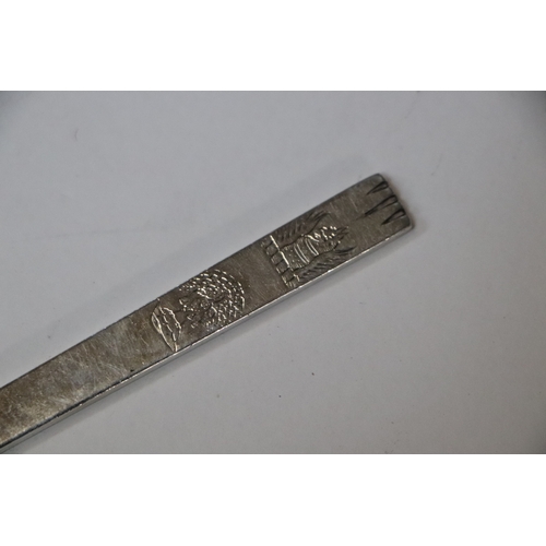 592 - A Britannia silver two-pronged fork with family crest, 17.5cms long; London 1928 and makers mark for... 