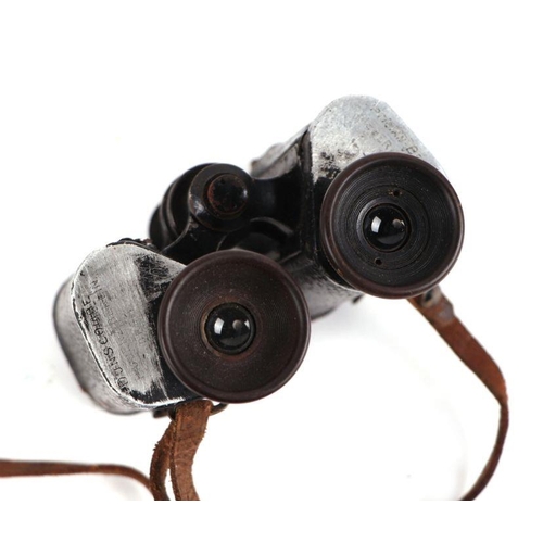 104 - A pair of Triedr Army issue field binoculars, in a leather case.