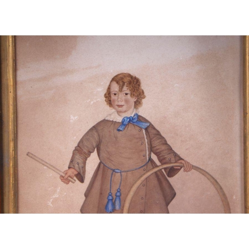 161 - William Gosse (early 19th century school) - Study of a Regency Boy Playing with a Stick and Hoop - s... 