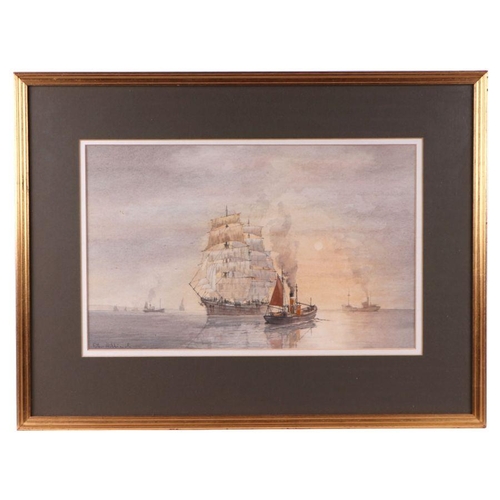 175 - Peter Hilliard - Sail and Steam - The Celtic Glen off Lowestoft, signed lower left, watercolour, fra... 