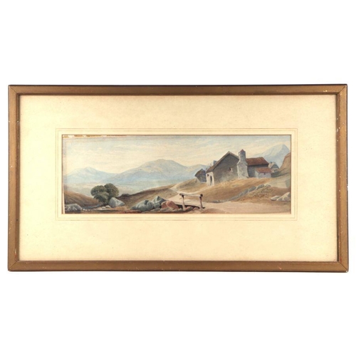 192 - S J Hale (late 19th century school) - Cottage Beside a Road with Mountains in the Background - signe... 