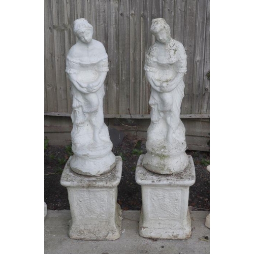 2 - A pair of reconstituted stone classical figures on plinths, each approx 122cms high (2).