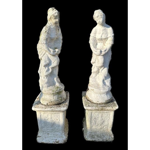 2 - A pair of reconstituted stone classical figures on plinths, each approx 122cms high (2).