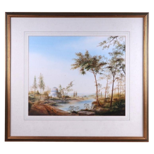 220 - M Harvey (modern British) - Landscape with a Folly in the Foreground - watercolour, 50 by 40cms, fra... 