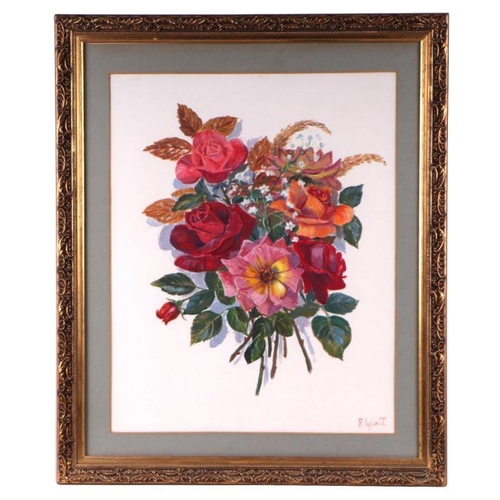 229 - R Wyatt (modern British) - Still Life of Roses - watercolour, 38 by 48cms, framed & glazed.