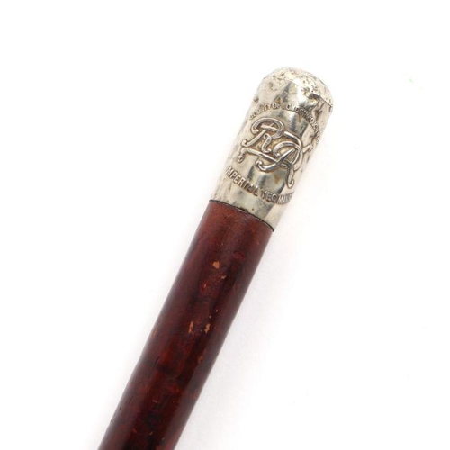 23 - An Imperial Yeomanry Rough Riders white metal mounted swagger stick (converted from a riding crop), ... 