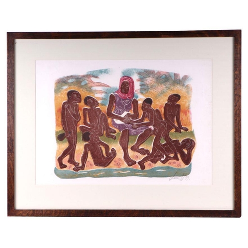 231 - After Leon Vee - A Mother and Children on a Beach - artist's proof print, signed & dated '39 in ... 