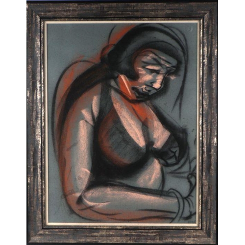 232 - FMF (modern British) - Life Study of a Female Nude - pastel, initialled bottom right, 46 by 60cms, f... 