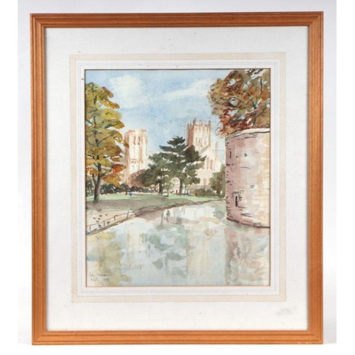 288 - Peter Gammon - The Moat, Wells, Somerset - watercolour, signed and titled lower left, framed & g... 