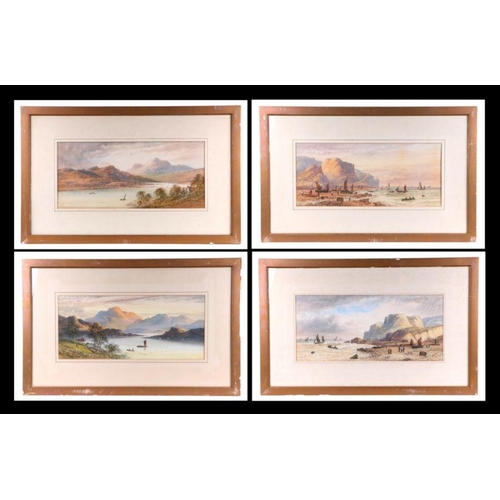 293 - L Lewis (19th century British) - a set of four coastal scenes, watercolour, signed and dated, framed... 