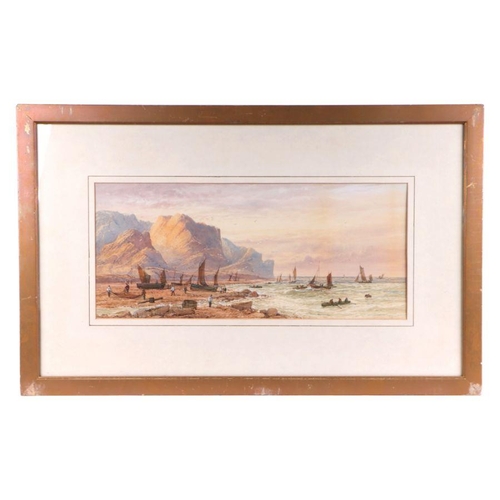 293 - L Lewis (19th century British) - a set of four coastal scenes, watercolour, signed and dated, framed... 