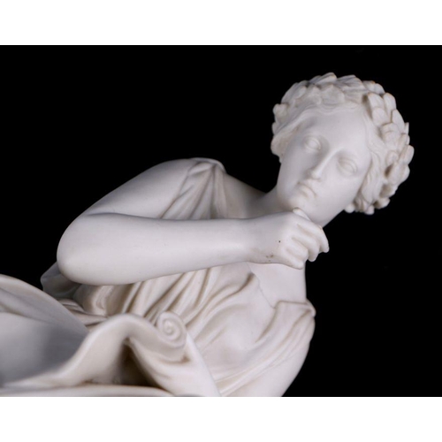 342 - A Parianware figure depicting a seated classical woman, 51cms high.