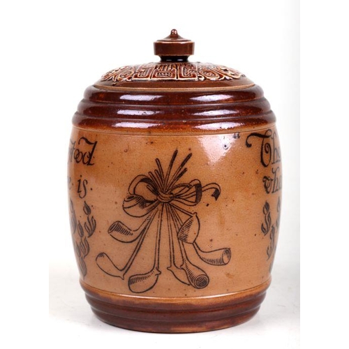 349 - A Royal Doulton stoneware tobacco jar decorated with a motto 'The Value of Tobacco is Best Understoo... 