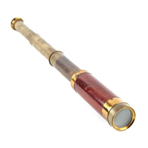 370 - A 19th century three-draw mahogany lacquered brass telescope, retailed by 'Chislett', 42cms extended... 