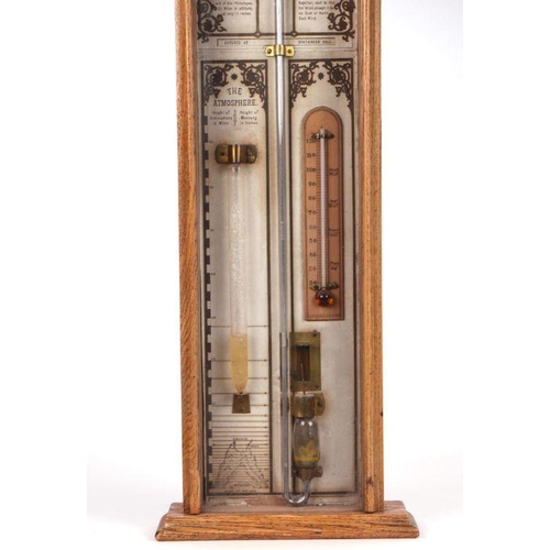 377 - An Admiral Fitzroy type barometer, 95cms high; together with an Edwardian thermometer barometer in a... 