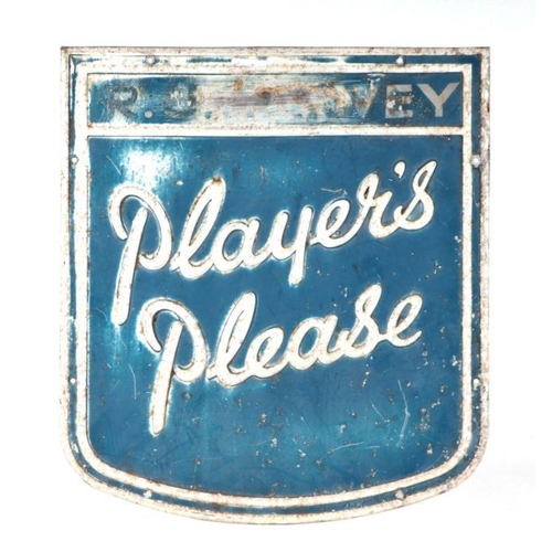 385 - A vintage cast aluminium 'Player's Please' sign, 46 by 50cms.