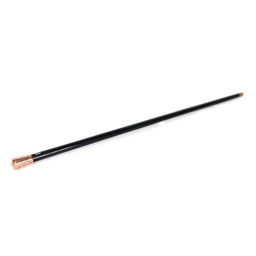 391 - A 9ct gold topped ebony walking cane, 91cms long.