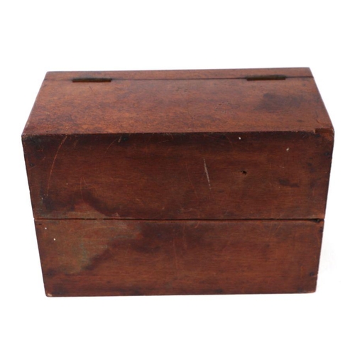 398 - A Victorian burr wood box with inset brass handles, 36cms wide.