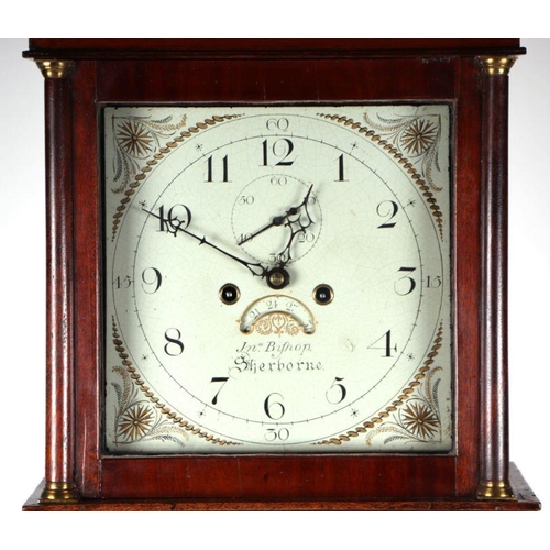 454 - An oak cased  longcase clock, the 30cms painted square dial with Arabic numerals, date aperture and ... 